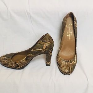 Worn once Jessica Simpson brown snakeskin heels